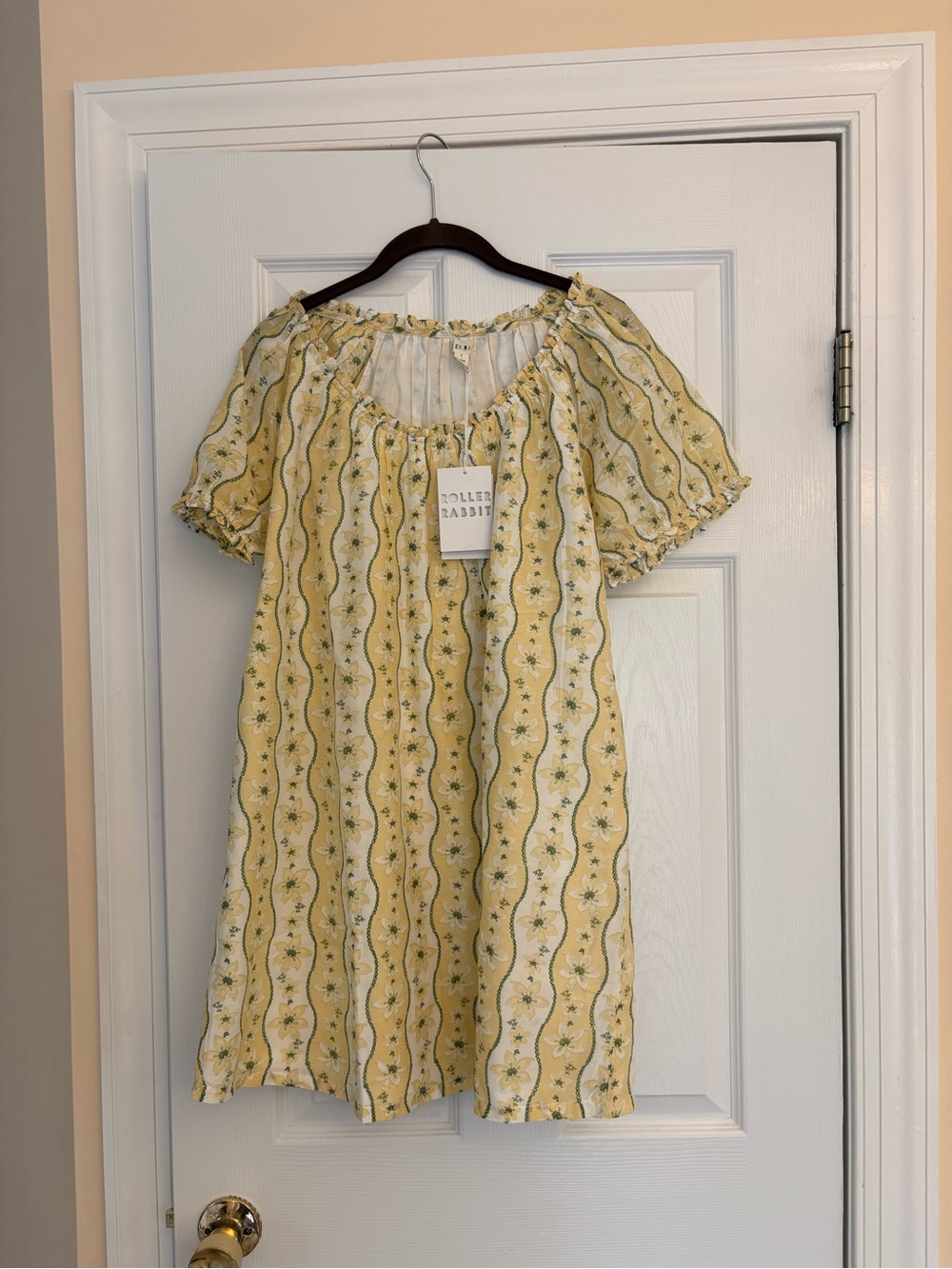 Roller Rabbit Yellow Floral Stripe Midi Dress